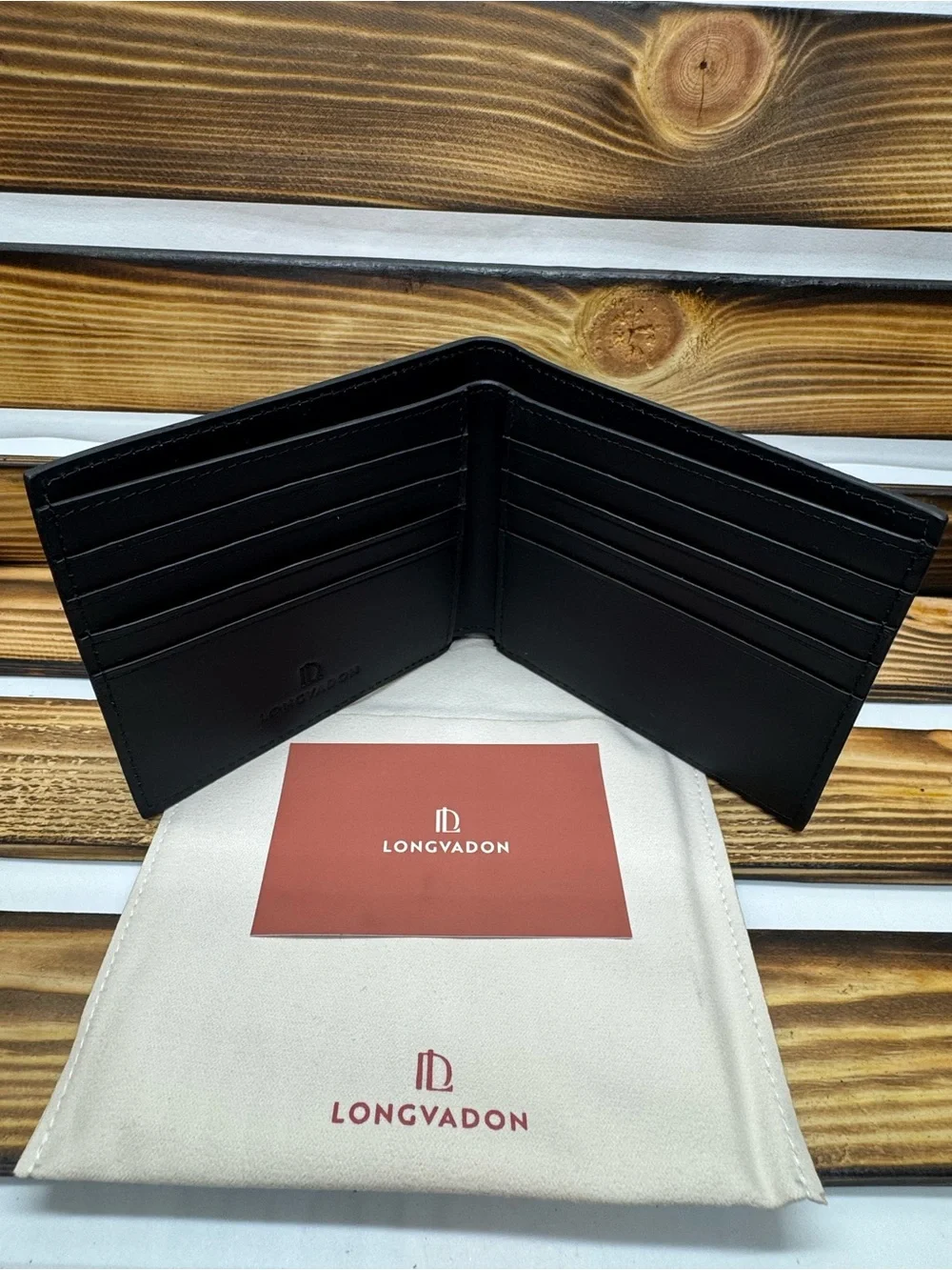 NWT Longvadon 1407 Short Wallet 8CC Soft Leather Noir Profond Black MSRP $250